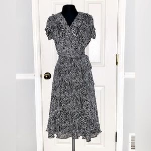 Zebra print faux wraparound dress